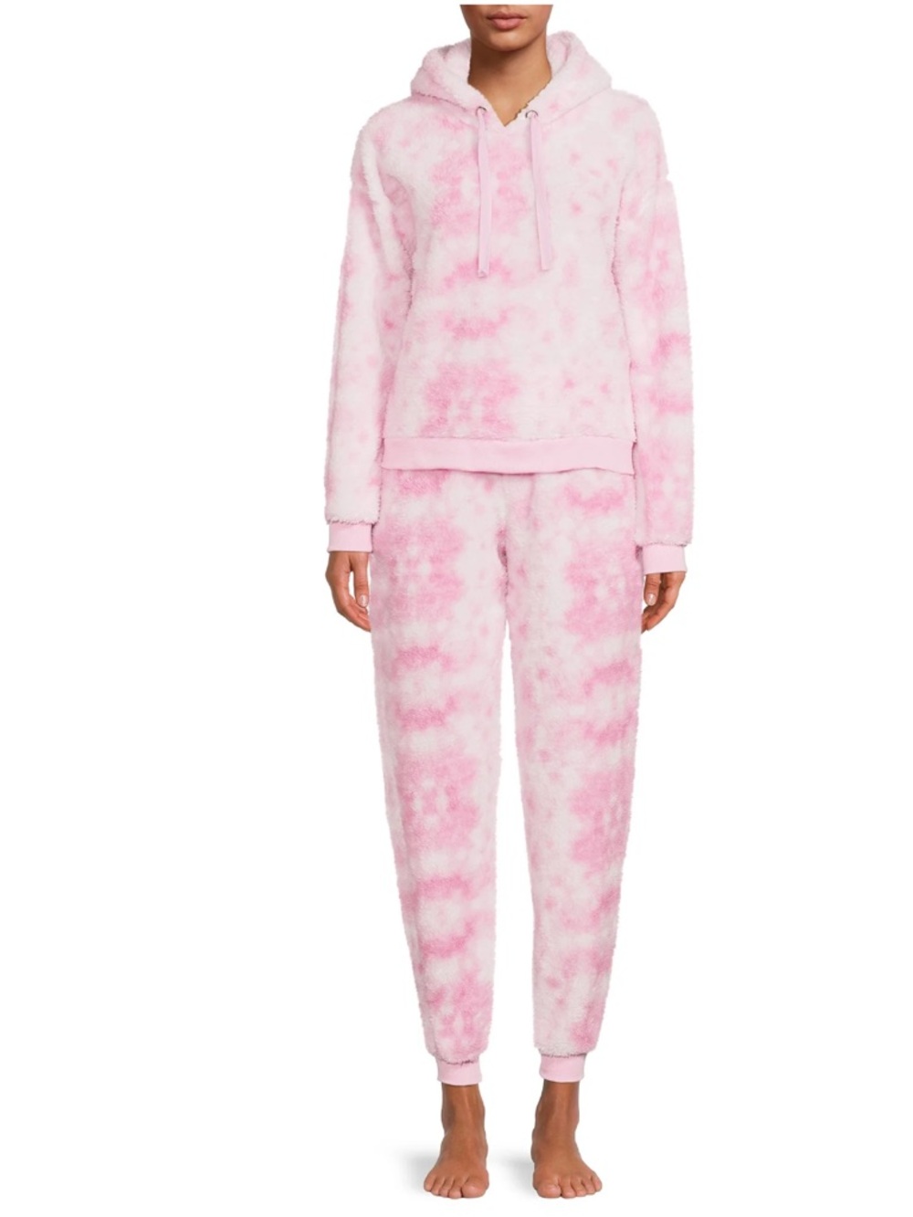 NWT The Cozy Corner Women's Hooded Faux Sherpa Top & Bottom Lounge Set, 2-Piece